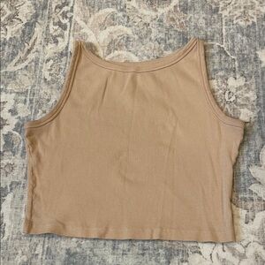 Cotton Tan Ribbed Women's Tank Top